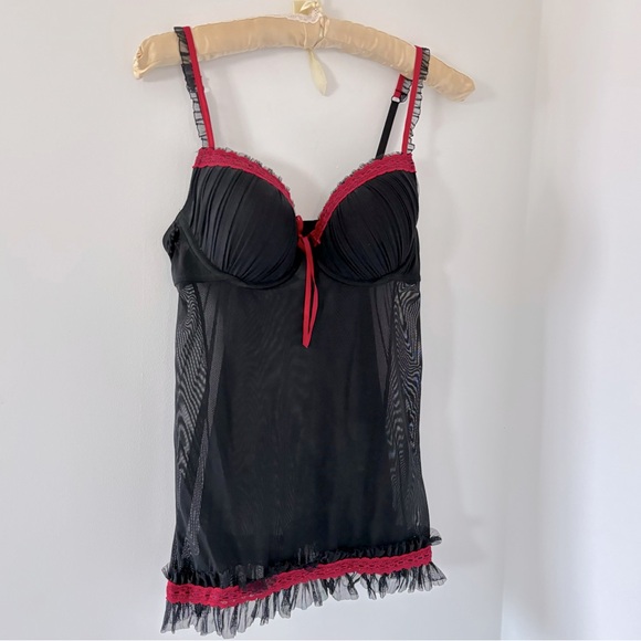 La Vie en Rose Sheer Tulle Babydoll L - Picture 1 of 6